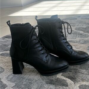 Black Combat Style Lace Up Boots sz 9